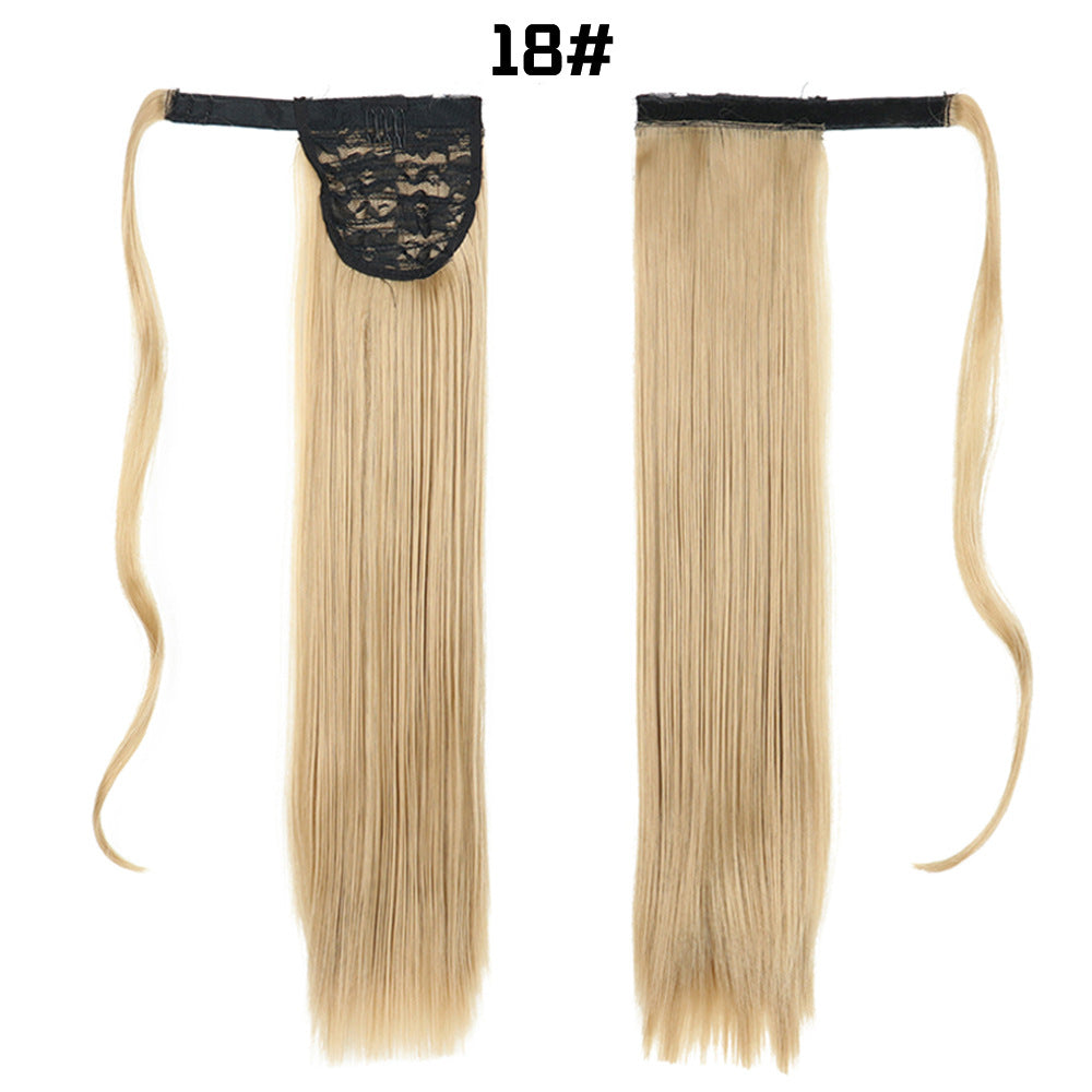 European And American Long Straight Hair Velcro Ponytail