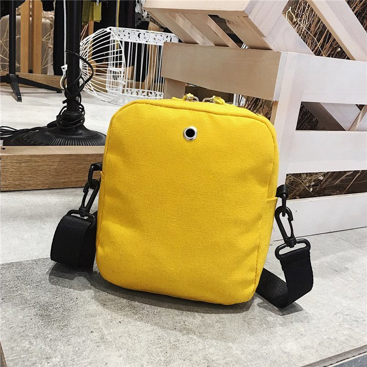 Canvas Letter Small Square Bag Zipper Fashion Trend Solid Color Single Shoulder Messenger