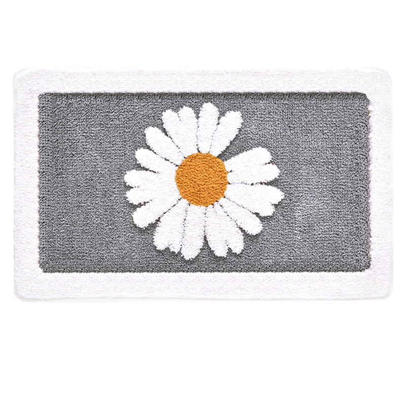 Bathroom Door Entrance Mat Daisy Bath Rug Bathroom Non-Slip Mat Toilet Door Mat Entrance Door Absorbent Mat Anti-slip Door Mat