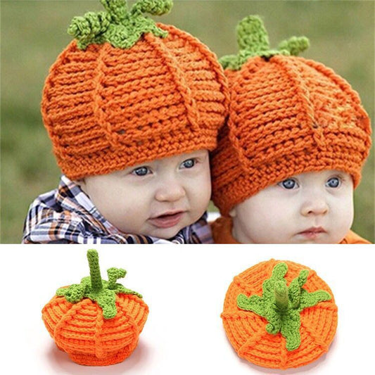 Halloween Pumpkin Hat Children's Yellow Yarn