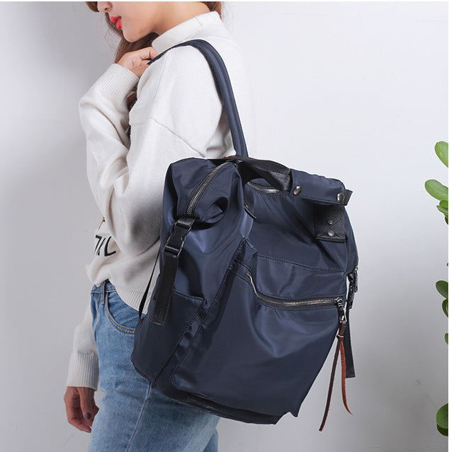 Fashion Nylon Waterproof Backpack Women Large Capacity Schoolbags Casual Solid Color Travel Laptop Backpack Teen Girls Bookbags