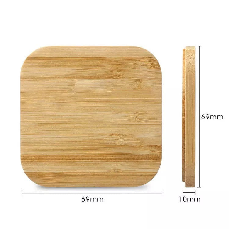 Real Bamboo Wood Square Round Wood Grain 10W Wireless Charging