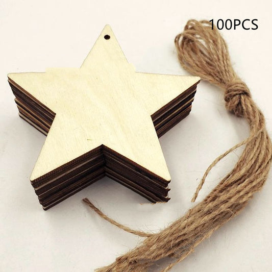 Wooden Decorative Christmas Pendant With Hole Pentagram