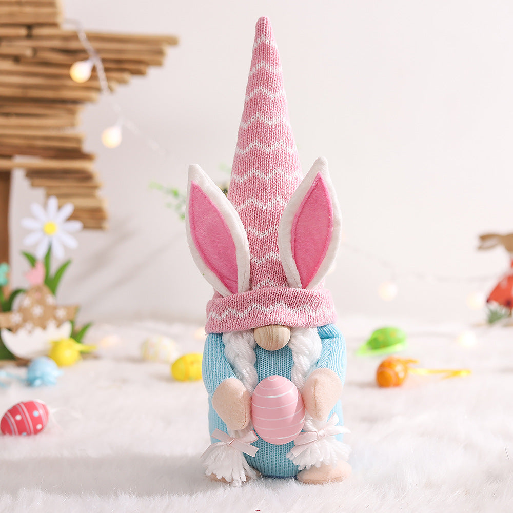 Easter Decorations Rabbit Ears Forest Man Doll Rudolph Holding Eggs Creative Home Decorations