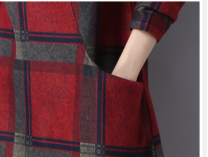 Woolen Dress Large Size Retro Plaid Autumn And Winter