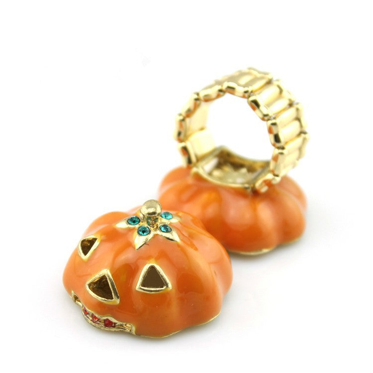 Halloween Pumpkin Ring Christmas Elastic Wire Ring