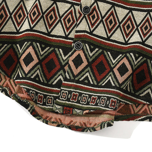 Ethnic Wind Woven Embroidered Men's Long Sleeve Vintage Shirt