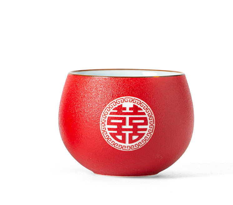 Ceramic Wedding Red Tea Set Toast Cup