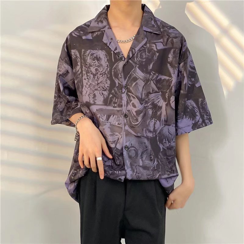 Men's New Hawaiian Wind Printed Short-sleeved Flower Shirt