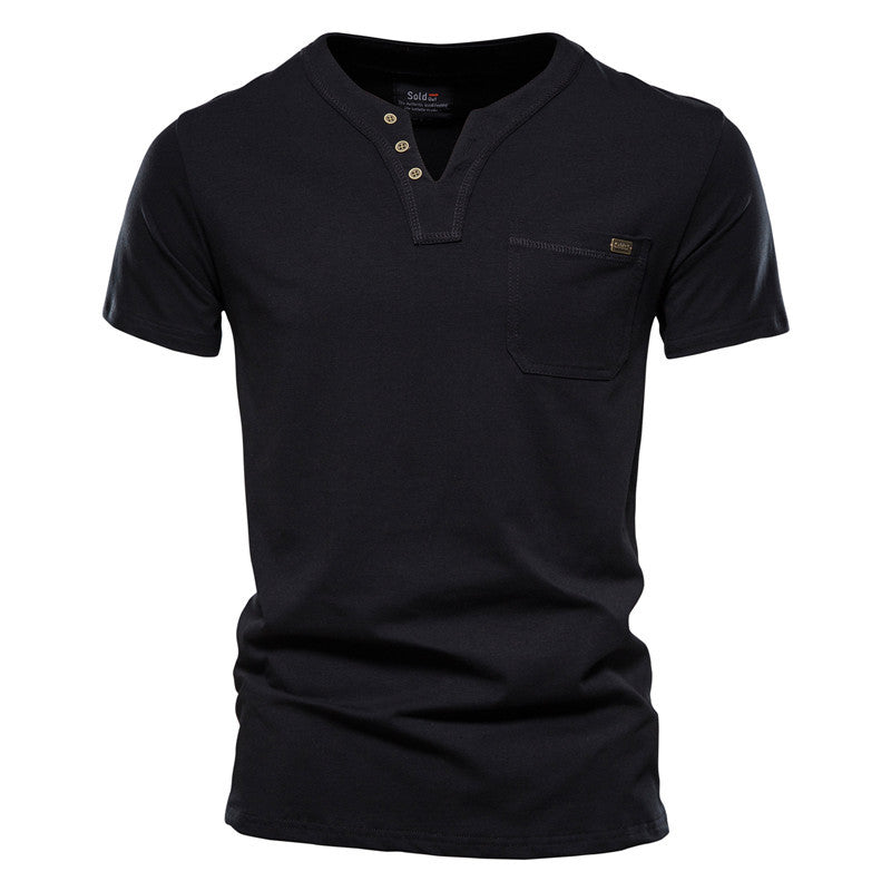 Sports T-shirt Slim Cotton Pocket Men