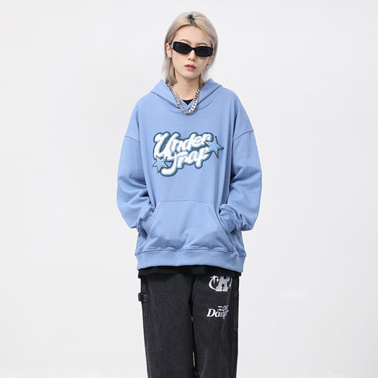 Men's Letter Print Hooded Sweatshirt Loose Top