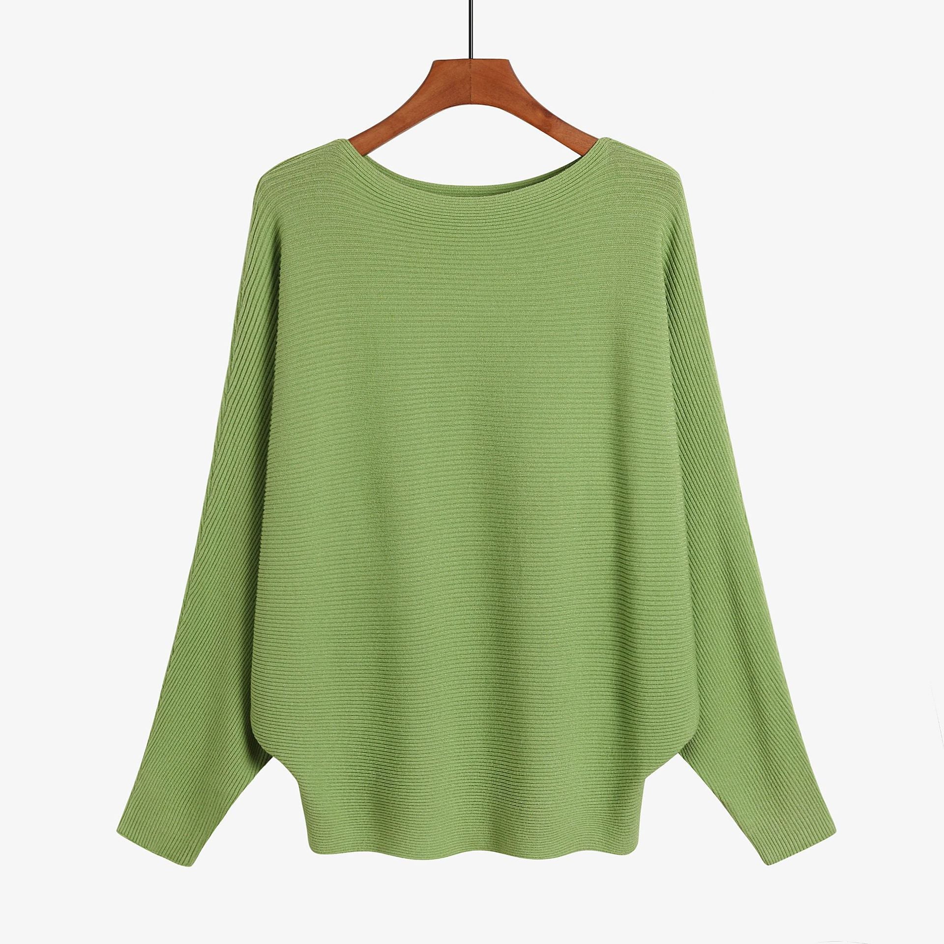 Women's Knit Sweater One-neck Bat Shirt Pullover Loose Threaded Top