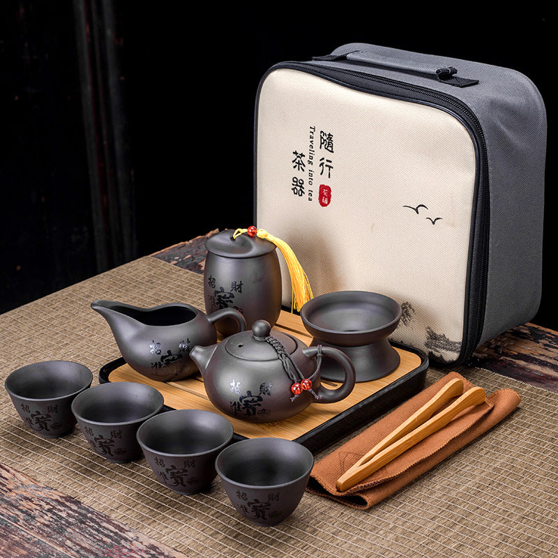 Zisha Travel One Pot Four Cups Portable Tea Set