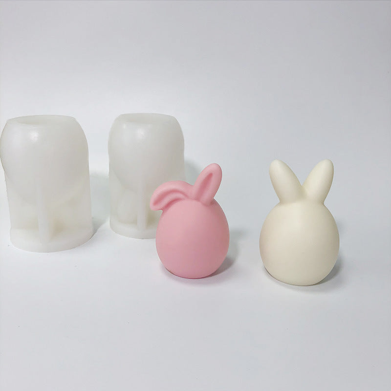 Easter Faceless Rabbit Head Baking Cake Mold DIY Ornaments Aromatherapy Candle Sitting Rabbit Silicone Mold