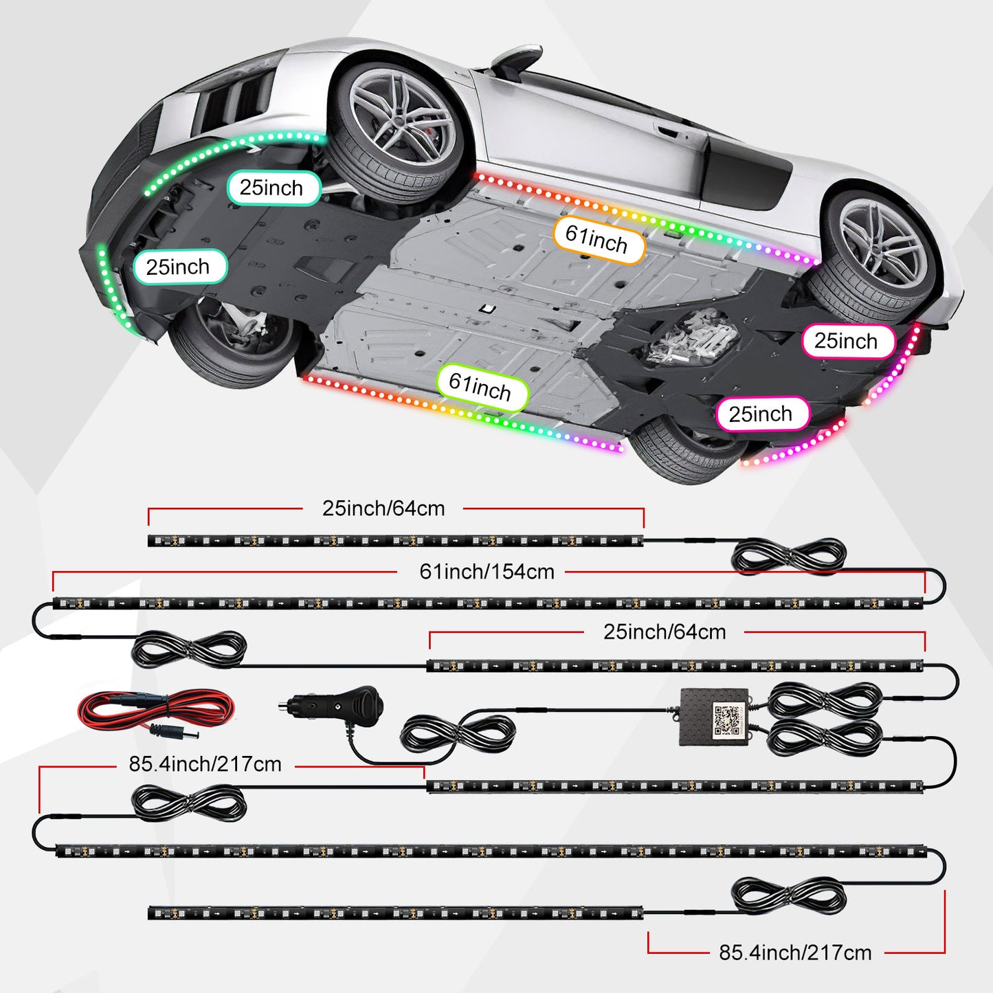 Remote Control Flow Color RGB Car Bottom Light Bottom System Neon Car LED Light Bar