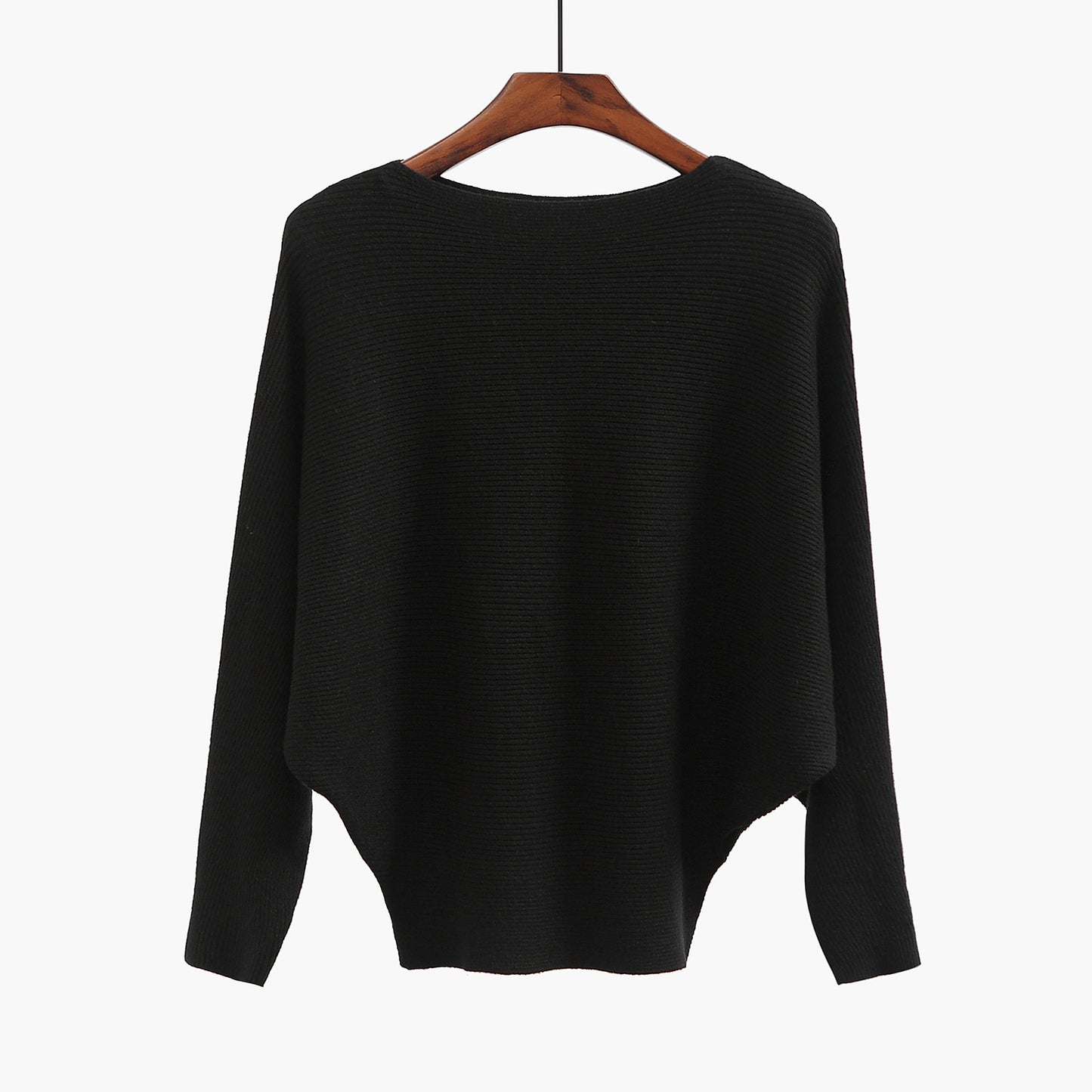 Women's Knit Sweater One-neck Bat Shirt Pullover Loose Threaded Top