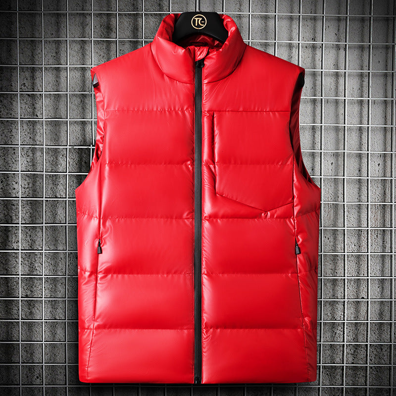 Men's Sleeveless Shiny Cotton Vest Jacket