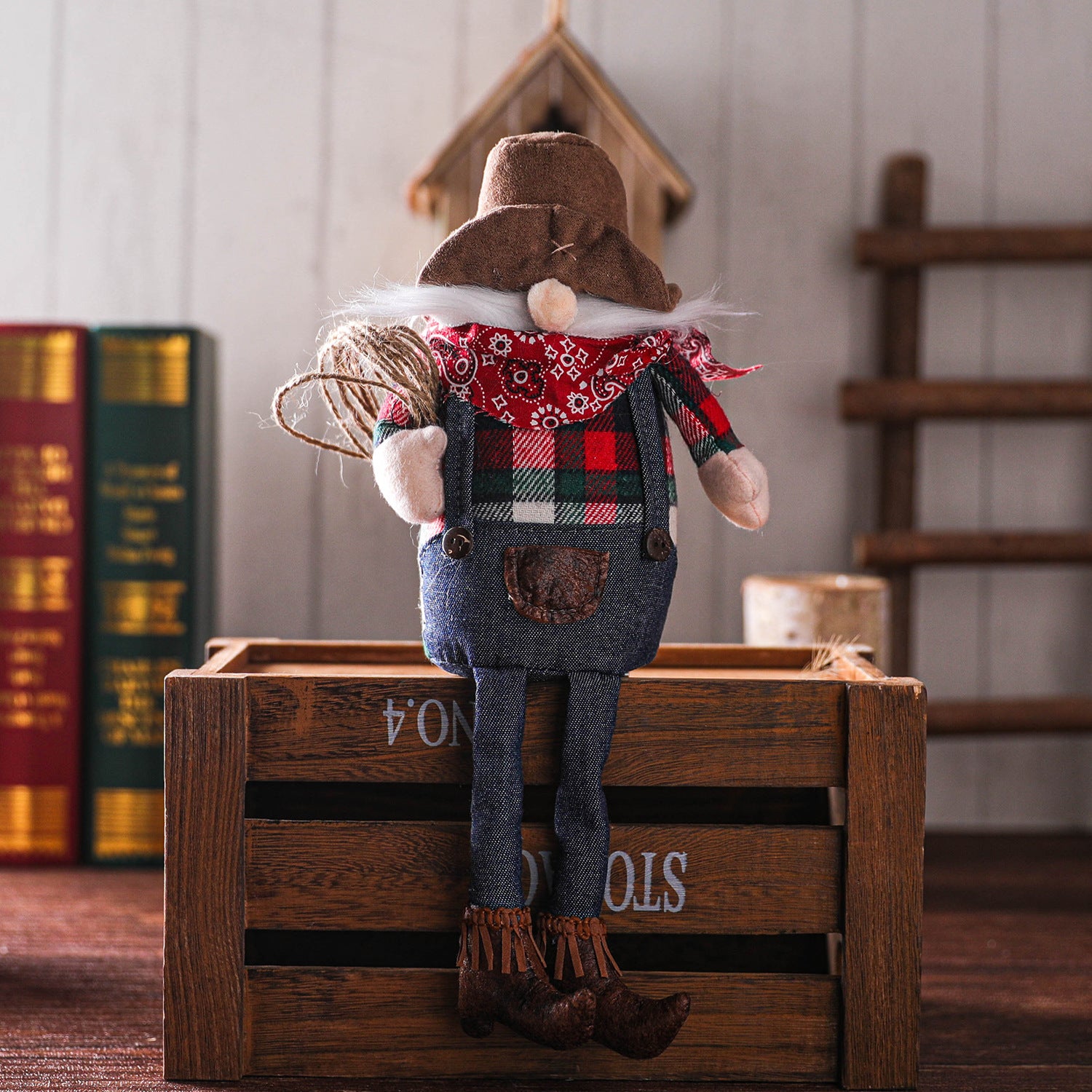 Western Cowboy Style Long Legs Rudolph Faceless Doll