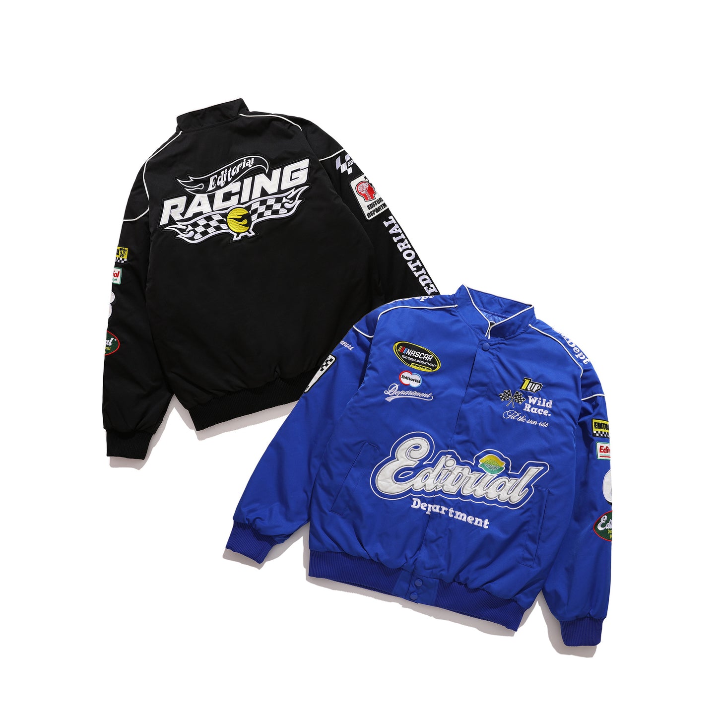 Badge Embroidered Racing Suit Men's Loose Jacket