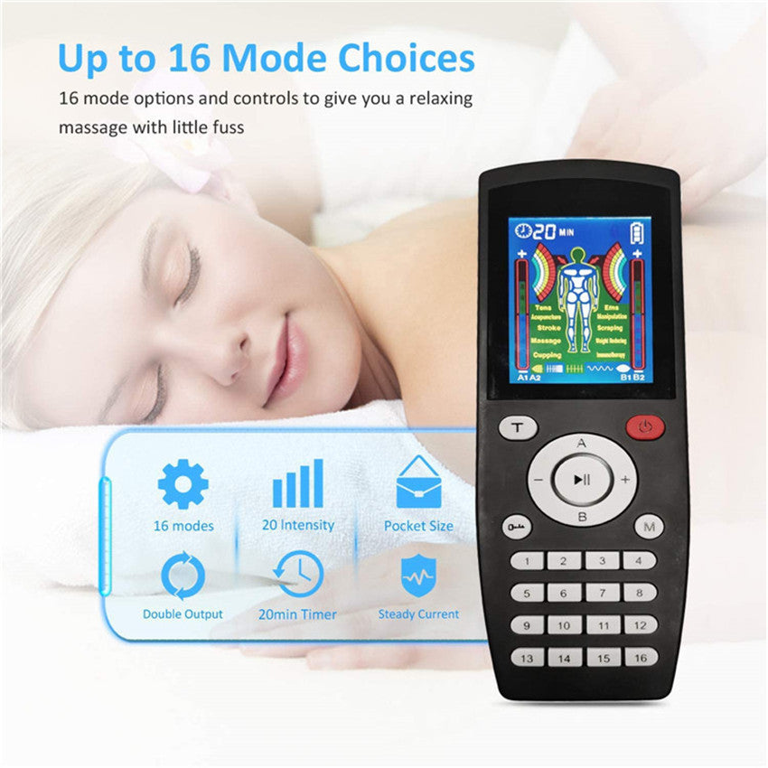 TENS 16 Modes Color Screen Digital Meridian Massager EMS Pulse Physiotherapy