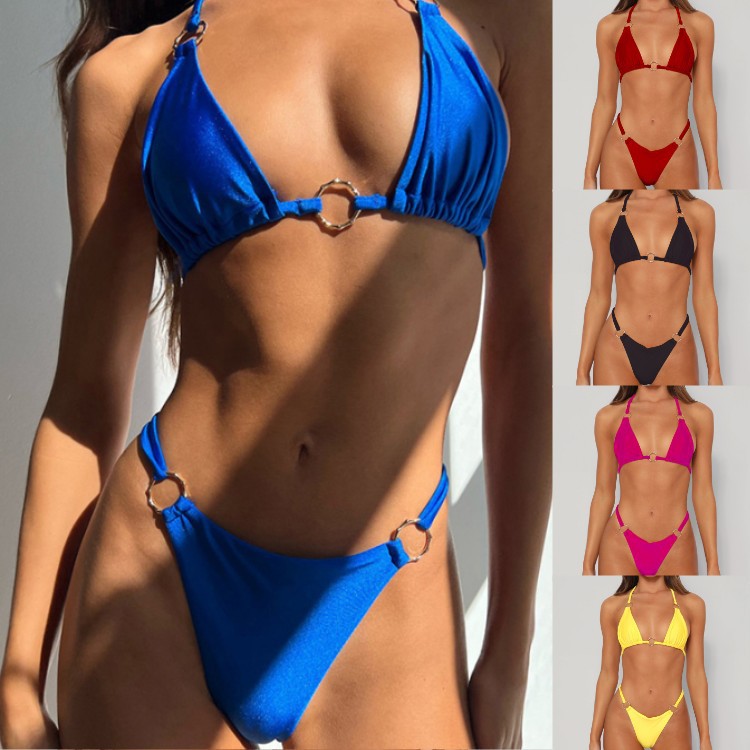 Women's Fashion Simple Solid Bikini Swimsuit