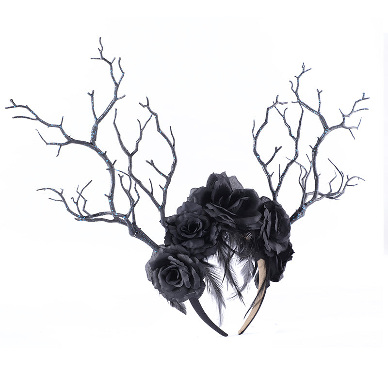 Hair Accessories Vintage Women Halloween Fairy Tale Flower Feathers Headband Retro Tree Branch Deer Ears Antlers Head Bands