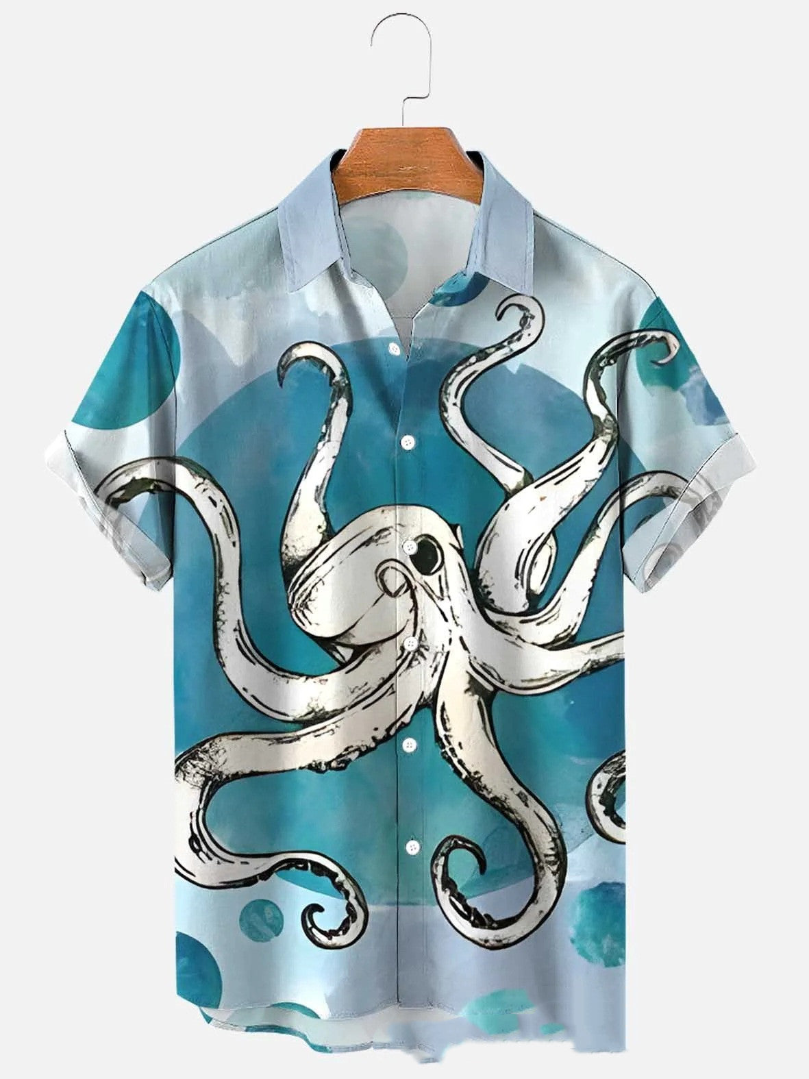Men's Octopus Sea Pattern Short Sleeve Polo Shirt