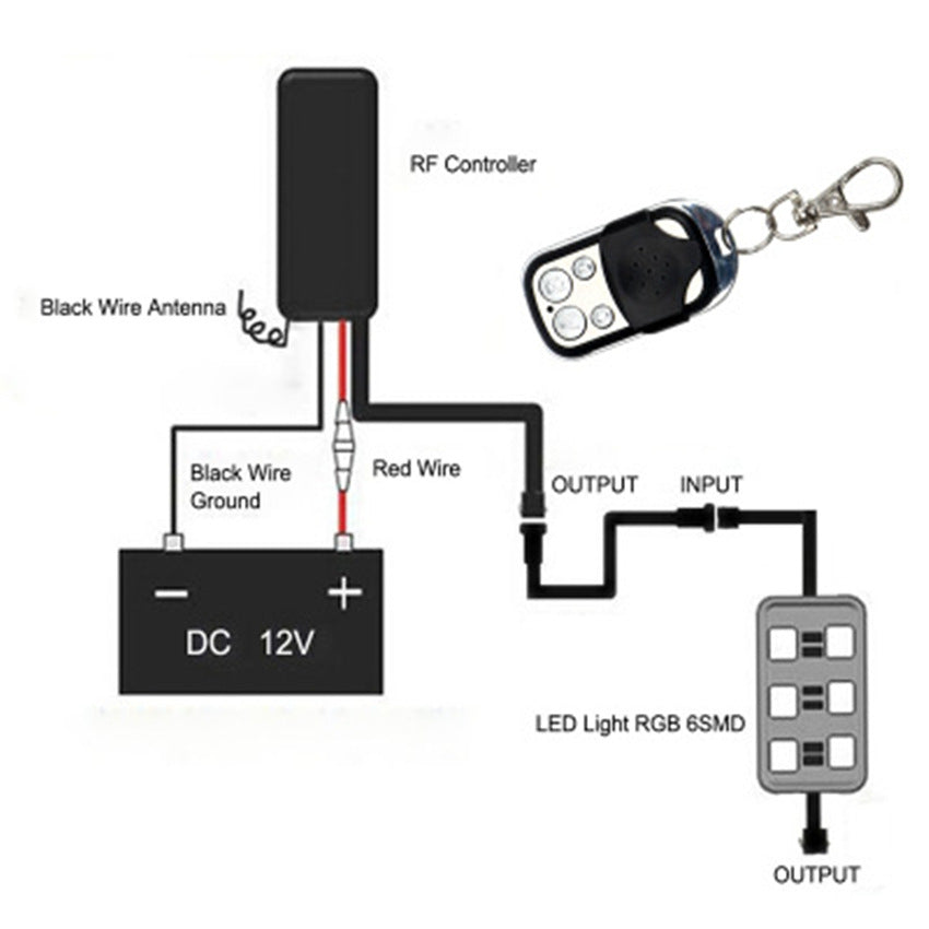 Car Ambient Light Remote Control RGB One For Four