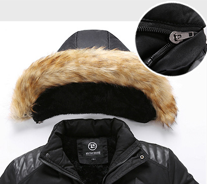 Washed Cotton Clothes Men's Mid-length Winter Youth Can Take Off The Hat Men's Casual Thickening