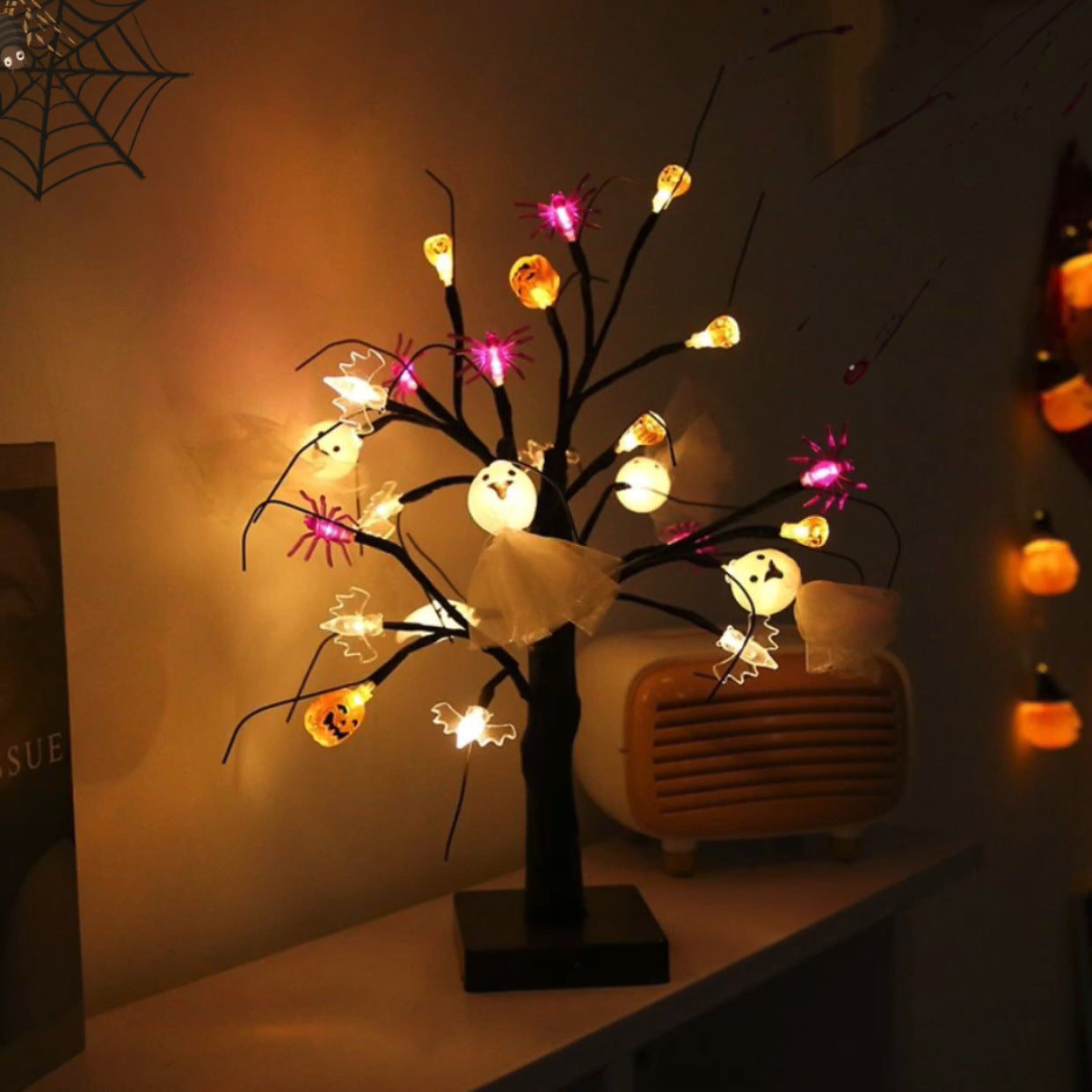 Halloween Festival Pumpkin Spider Ghost Tree Lights