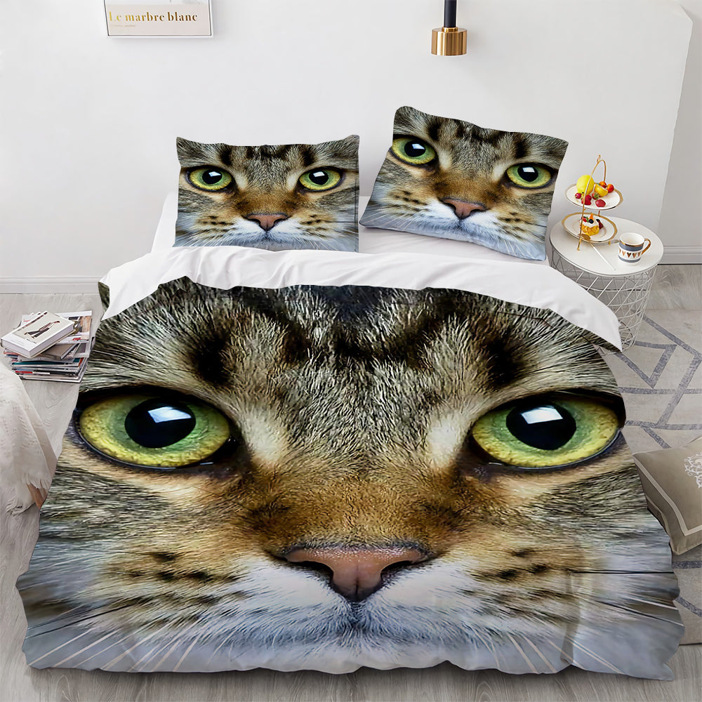 White Cute Cat Bedding Set Girl Ladies Bedroom Comfort Duvet Cover