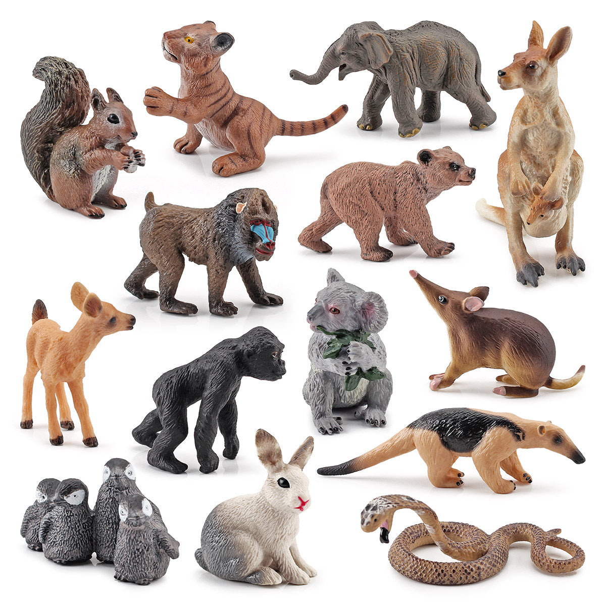 Brown Bear White-tailed Deer Anteater Kangaroo Koala Squirrel Mini Simulation Animal Model Ornaments