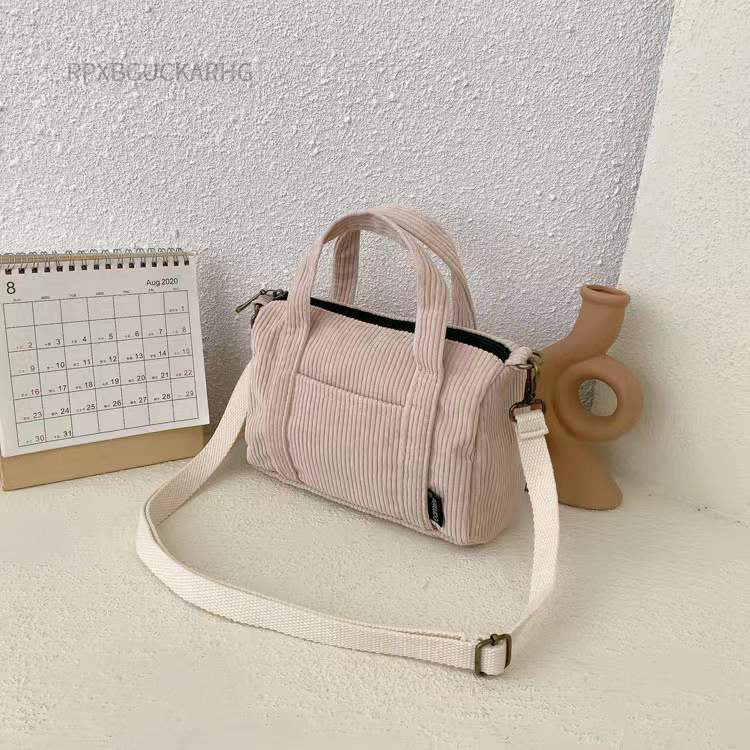 New Corduroy Messenger Bag Female Korean Student Canvas Bag Large-Capacity Literary And Artistic Simple Canvas Handbag