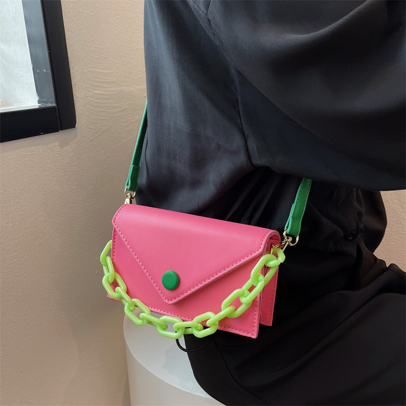 Candy Chain Contrasting Colors Mini Cute PU Leather Shoulder Crossbody Bags For Women Brand Designer Ladies Handbags 2022 Summer