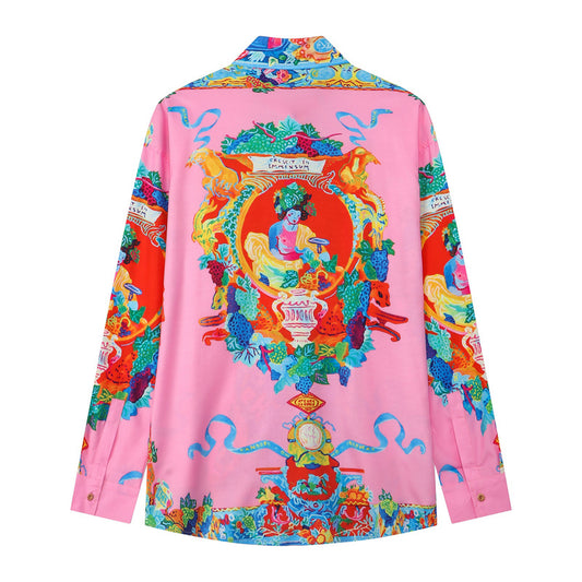 Vintage Digital Printing Long-sleeved Shirt