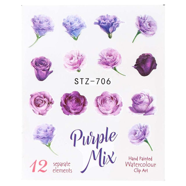 Ink Flower Series Nail Water World Stickers