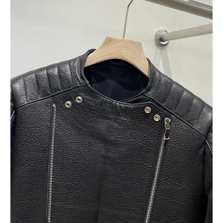 Men's Sheep Bubble Cropped Leather Jacket