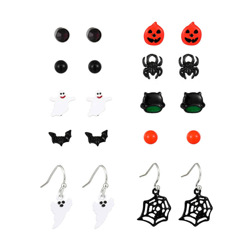 Spider Web Skull Earrings Halloween Gothic