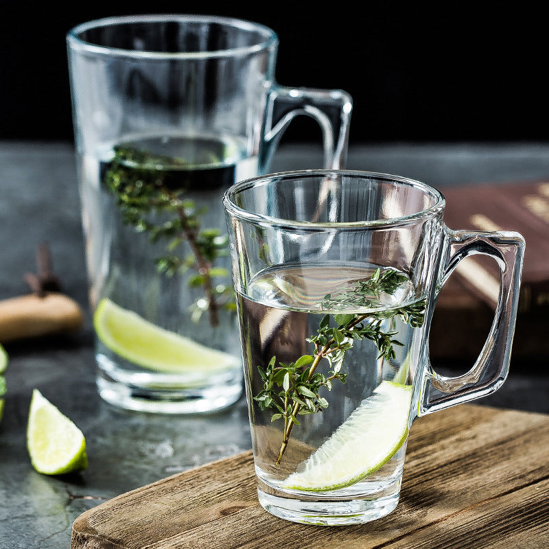 Simple Square Handle Glass Latte Coffee Cup