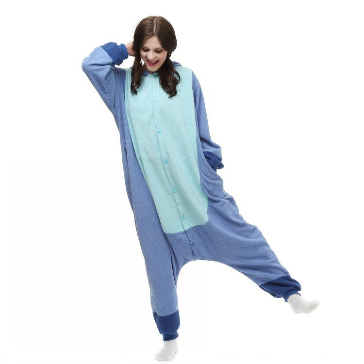 Blue Pink Stitch Cartoon One-piece Pajama