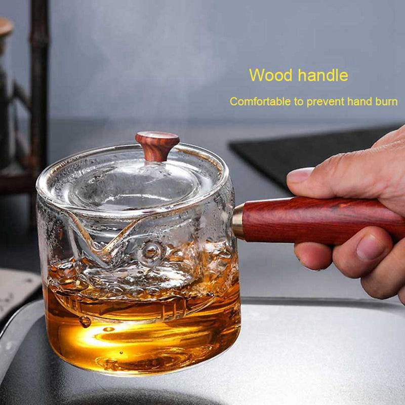 Wooden Handle Teapot Thickened Glass