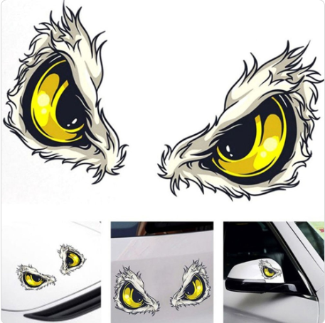 Car Reflective Bumper Stickers Rearview Mirror Eye Funny Stickers 3D Scratch Cover Cartoon Funny Car Body Sticker Decorative Sticker