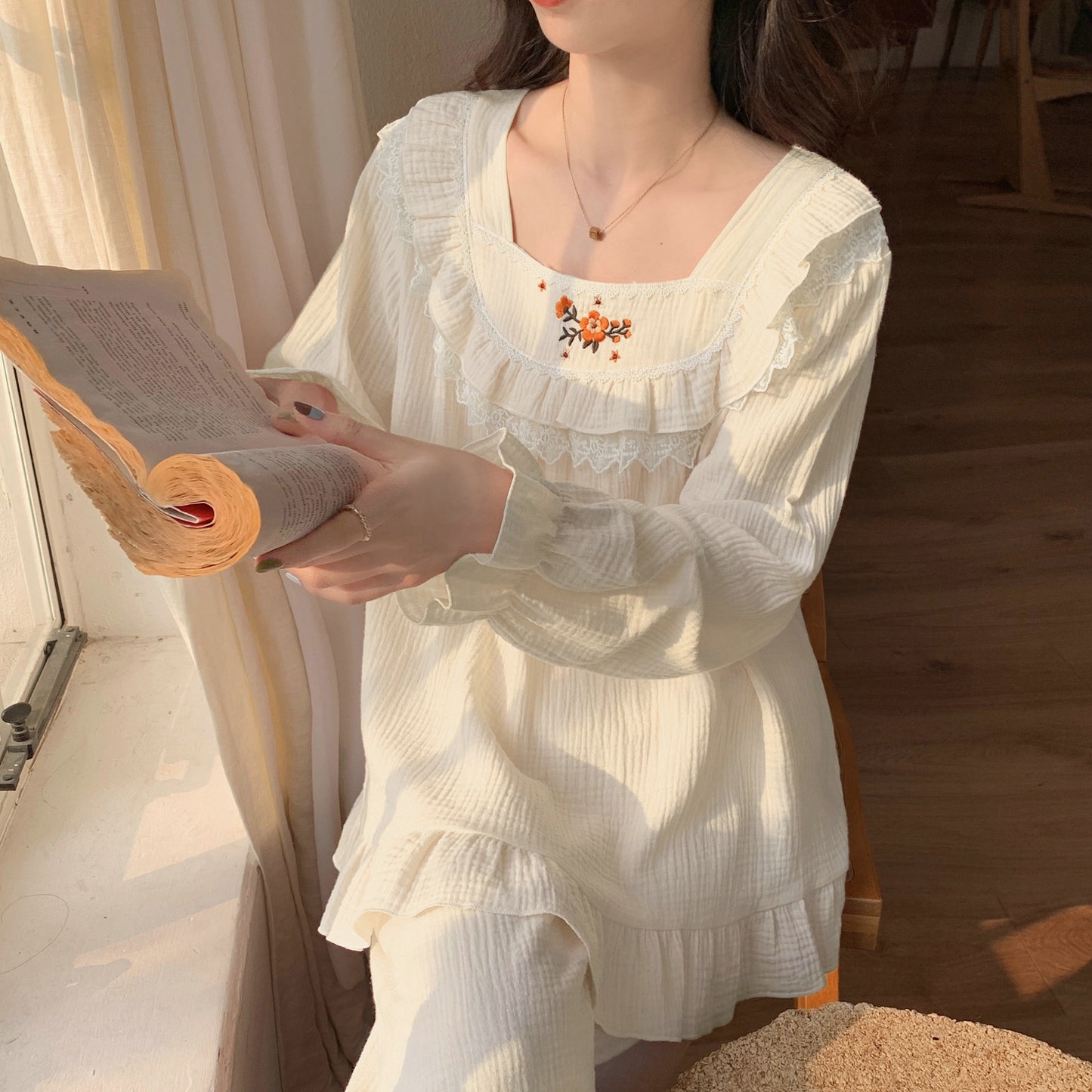 Japanese Pastoral Long-sleeved Pajamas Women's Suit