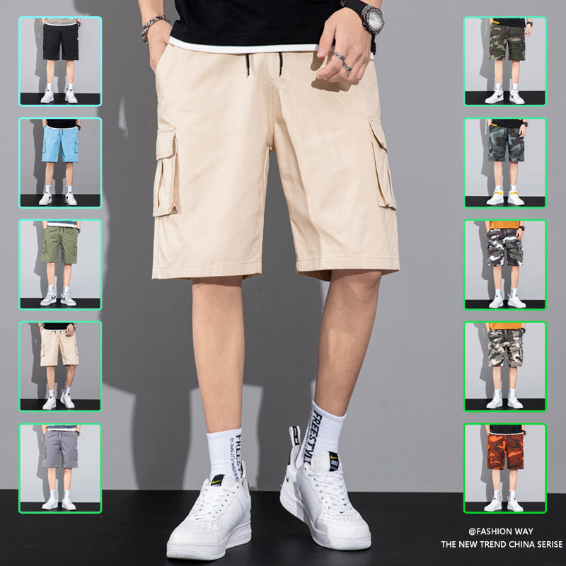 Casual Drawstring Cargo Shorts With Multi Pocket Summer Outdoor Men's Beach Pants