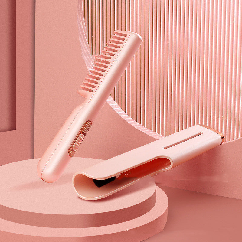 Wireless Straight Hair Comb Portable USB Charging Negative -Ion Smoothing Straightener Curling Comb Hair Brush