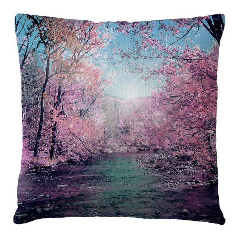 Cartoon Flower Tree Pattern Pillow Linen