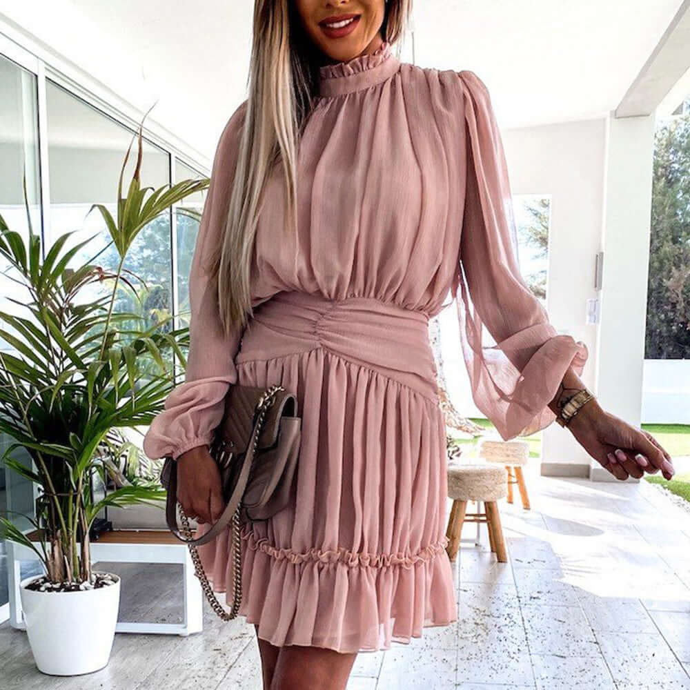 Bubble Sleeve Waist Waist Thin Short Dress