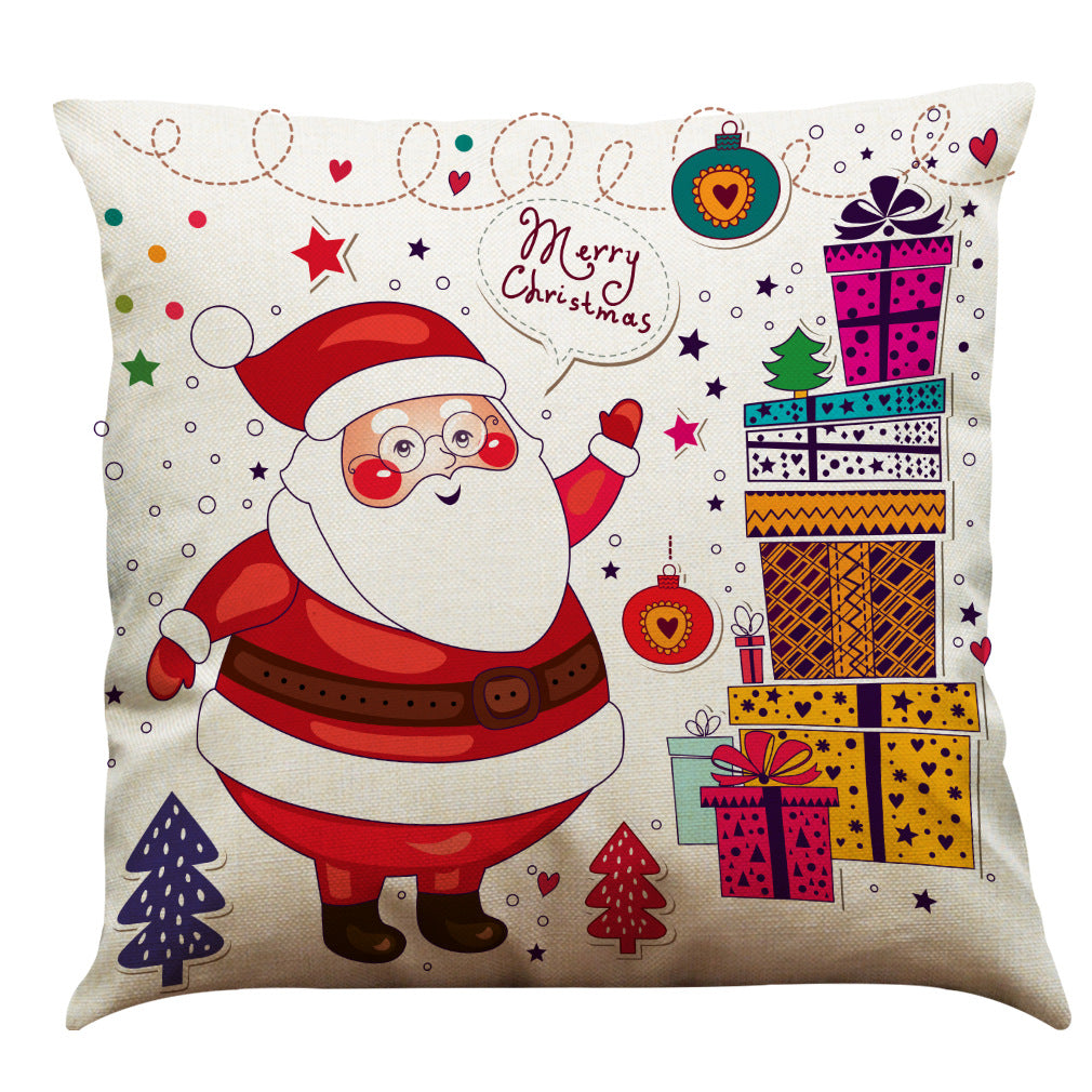 Christmas Cotton Linen Sofa Car Cushion Pillowcase