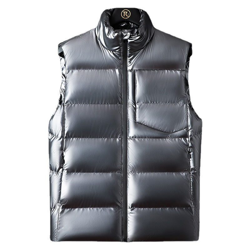 Men's Sleeveless Shiny Cotton Vest Jacket