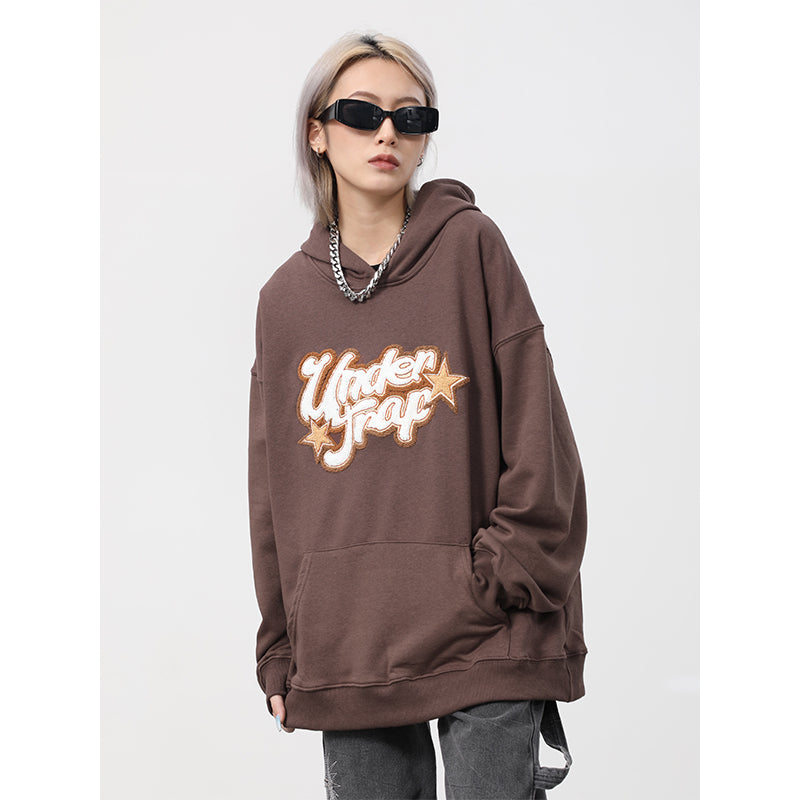 Men's Letter Print Hooded Sweatshirt Loose Top